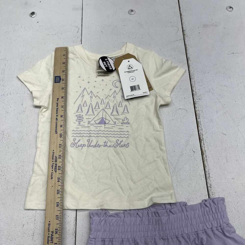 Avalanche Girls 6X Purple 2 Piece Tee & Shorts Set Sleep Under The Stars